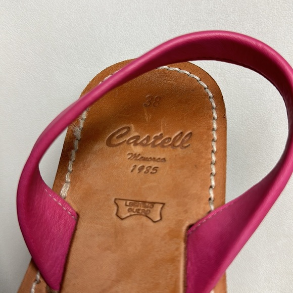 Castell Avarcas Vecco Pink Leather Menorcan Sandals Size 7.5 Slingback Italy - Picture 2 of 7